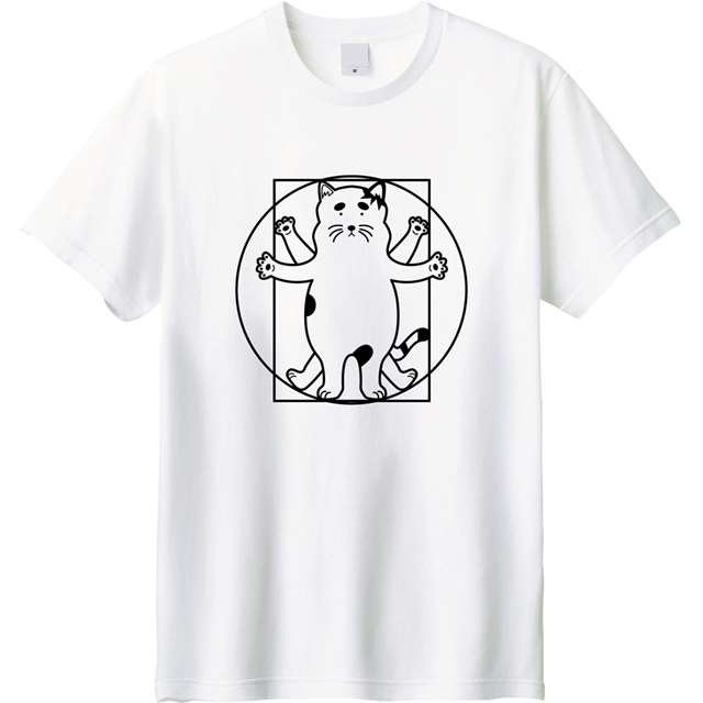 ウィトルウィウス的にゃんたい図ロゴTシャツ