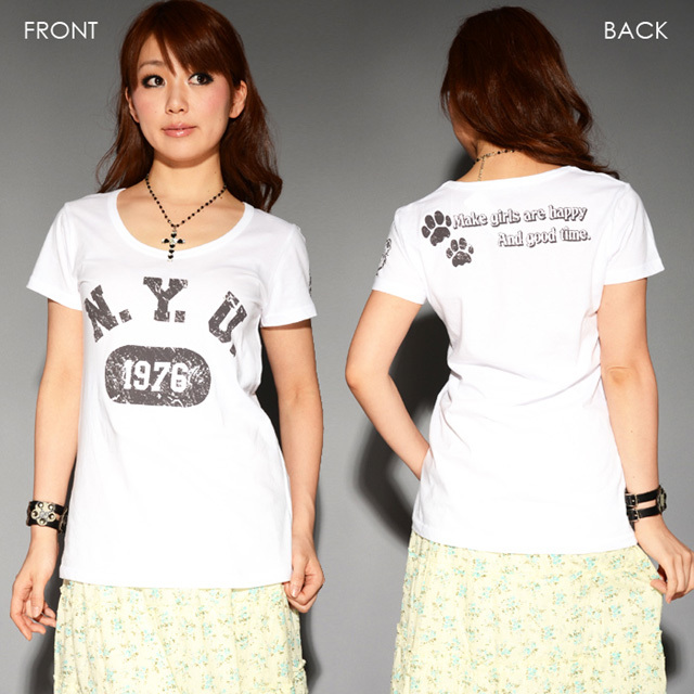 ブルドックプリント半袖Tシャツ　犬 カジュアル 可愛い