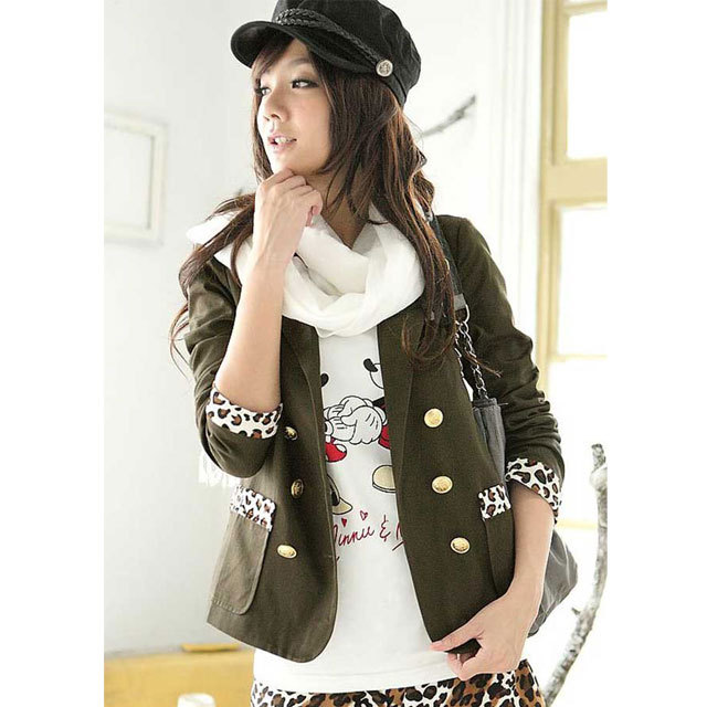 ダブルボタンレオパード柄ジャケット