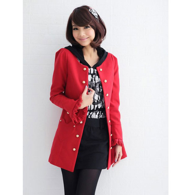 ハートポケットコート レッド