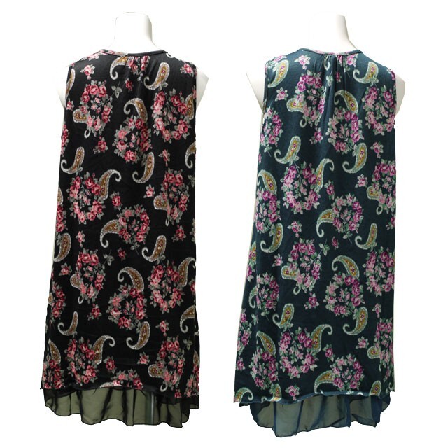 花柄ワンピース モダン クラシカル ノースリーブ チュニック 夏