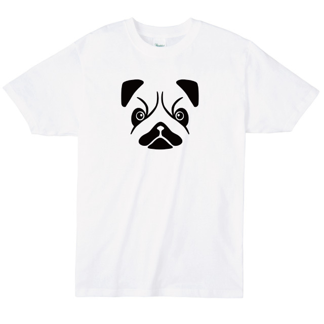 パグの顔プリントTシャツ　オリジナル　受注生産　レディースファッション　通販