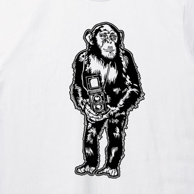 チンパンジーカメラ プリントＴシャツ