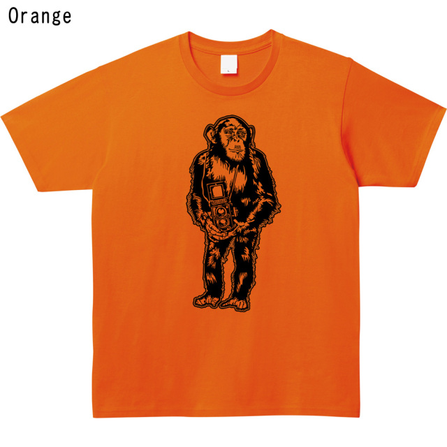 チンパンジーカメラ プリントＴシャツ