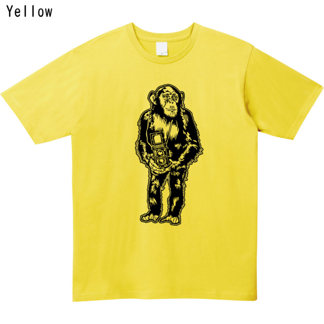 チンパンジーカメラ プリントＴシャツ