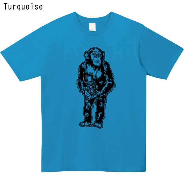 チンパンジーカメラ プリントＴシャツ