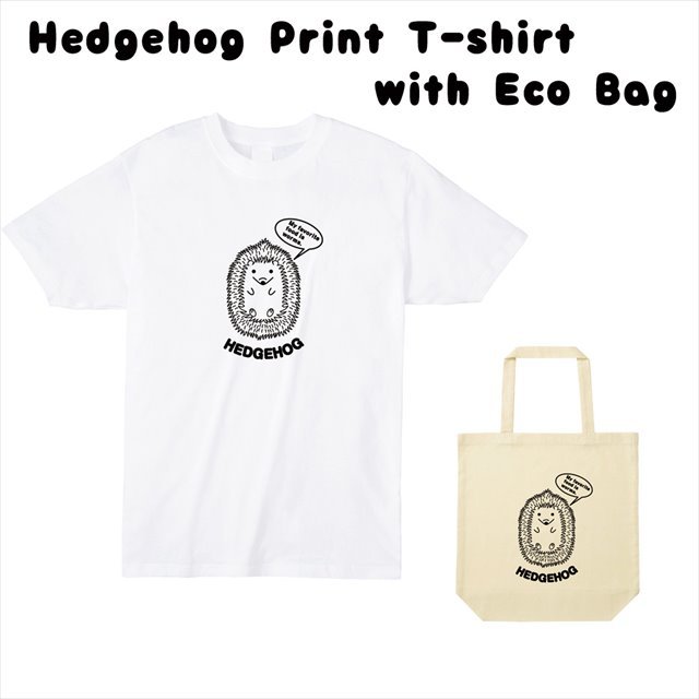 ハリネズミプリントＴシャツ　エコバック付き