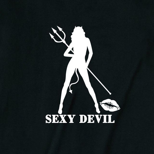 セクシーデビルシルエットプリントTシャツ トップス レディース メンズ ロゴ　大きいサイズ