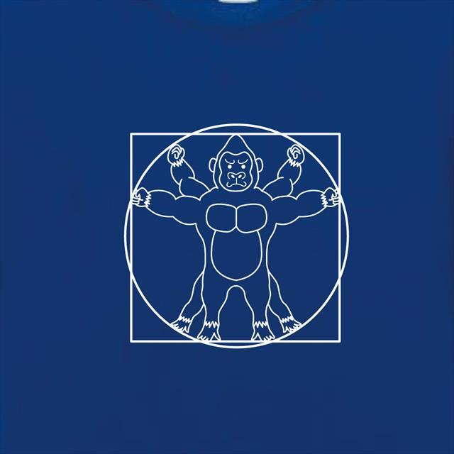 ウィトルウィウス的人体図 ダヴィンチ ゴリラ パロディー おもしろ ドライTシャツ レディース メンズ