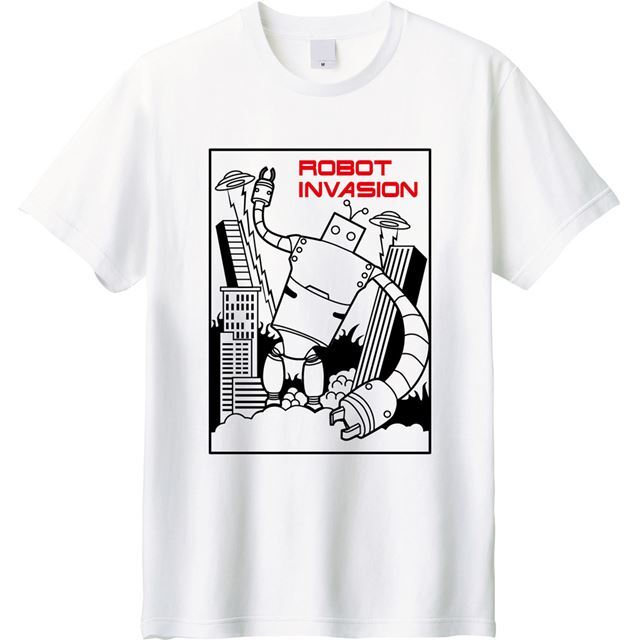 侵略ロボットプリントTシャツ
