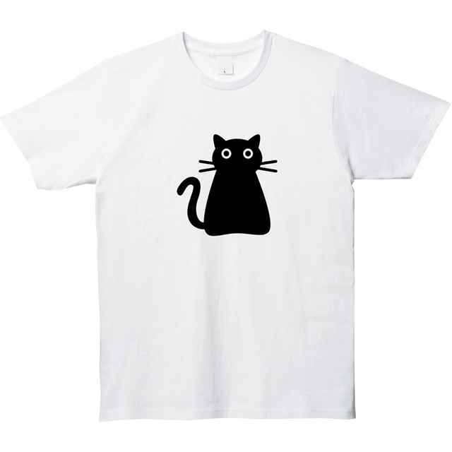 黒猫プリントTシャツ