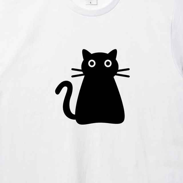 黒猫プリントTシャツ