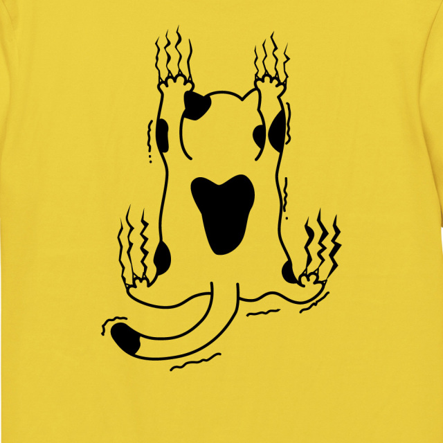 逆さま猫 バックプリントTシャツ｜シュール ねこ 動物 グラフィック