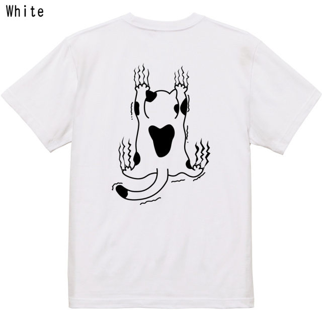 逆さま猫 バックプリントTシャツ｜シュール ねこ 動物 グラフィック