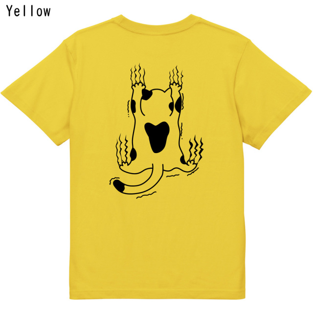 逆さま猫 バックプリントTシャツ｜シュール ねこ 動物 グラフィック