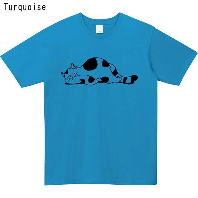 だらけた猫プリントTシャツ