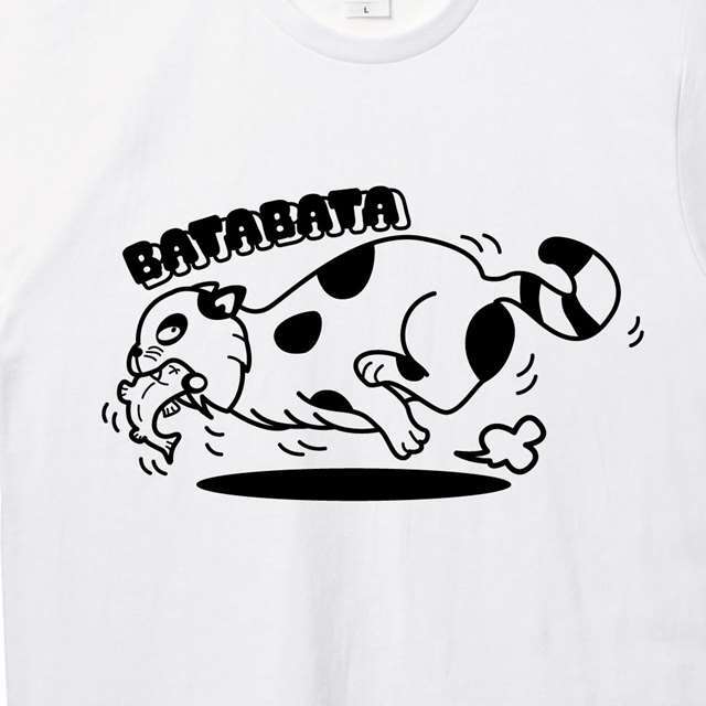お魚くわえたどら猫ロゴTシャツ