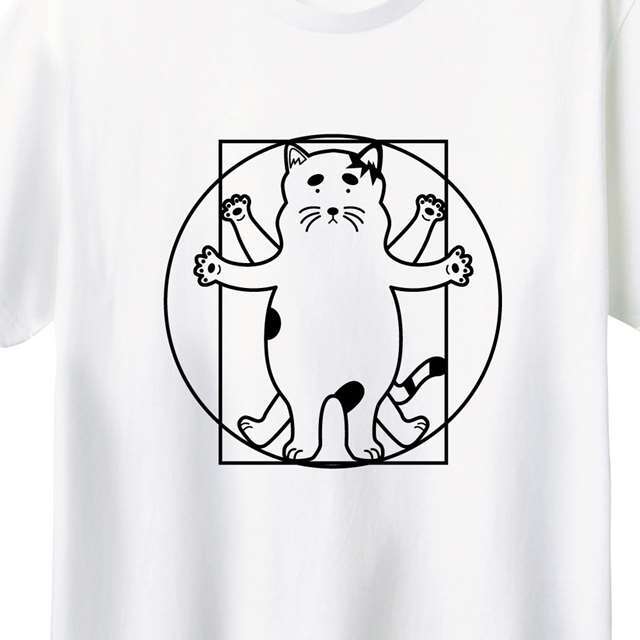 ウィトルウィウス的にゃんたい図ロゴTシャツ