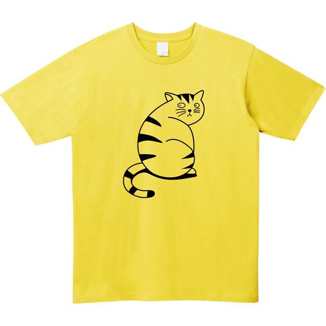 振り向くぽっちゃり猫ロゴTシャツ