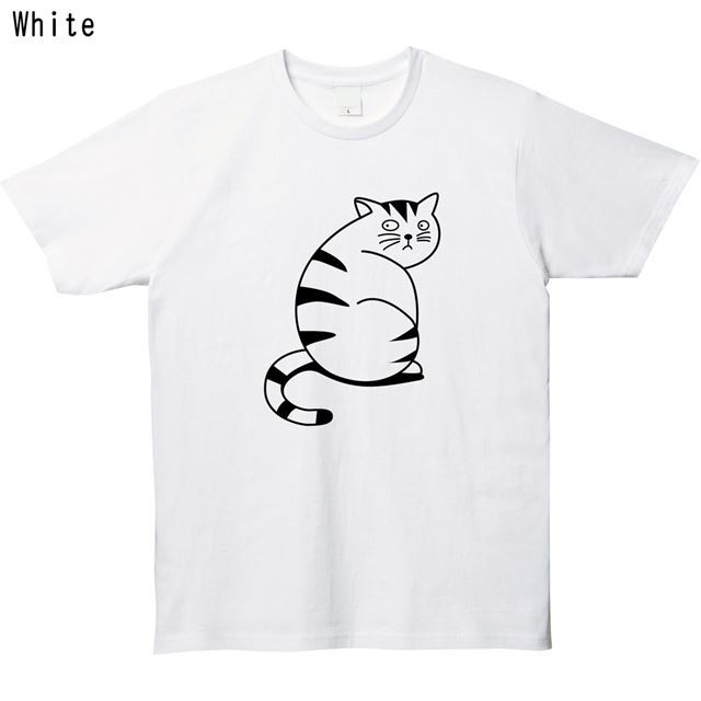 振り向くぽっちゃり猫ロゴTシャツ