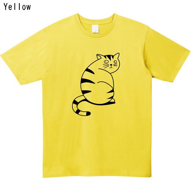 振り向くぽっちゃり猫ロゴTシャツ