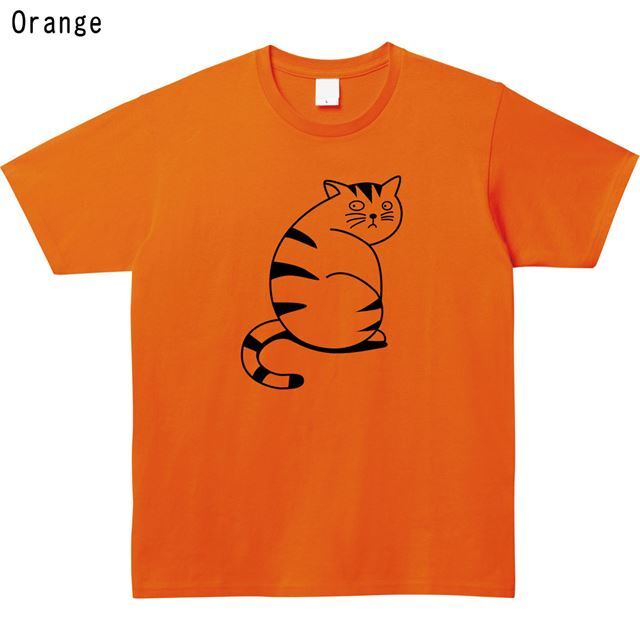 振り向くぽっちゃり猫ロゴTシャツ