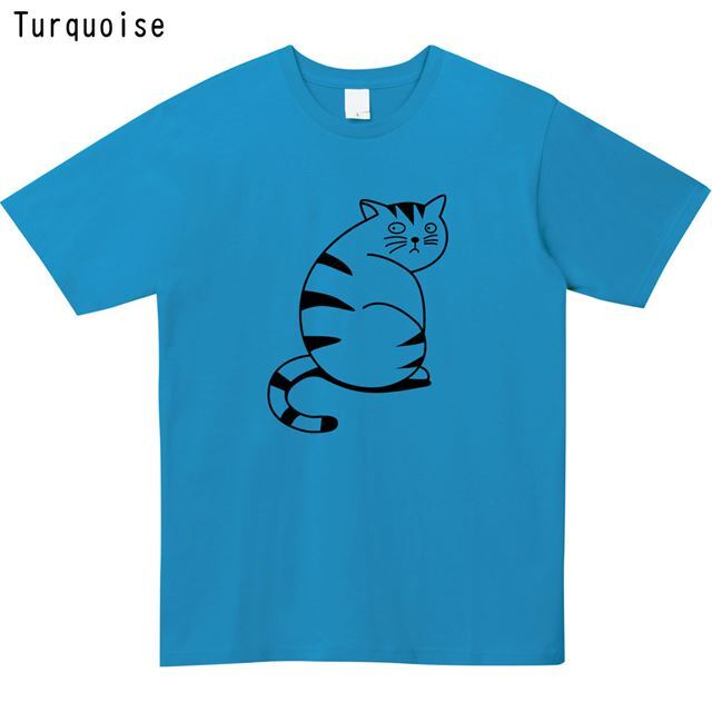 振り向くぽっちゃり猫ロゴTシャツ