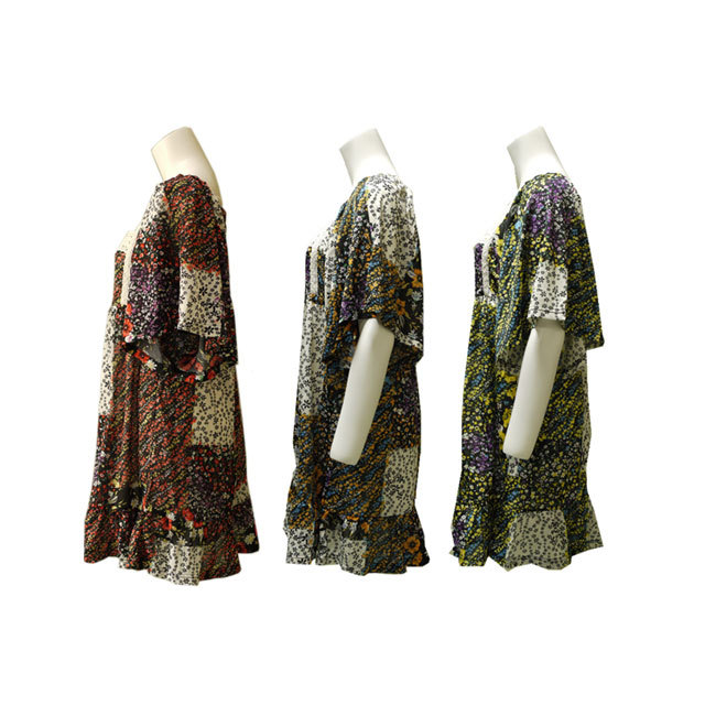 花柄シフォンワンピース　夏　レトロ　モダン　爽やか