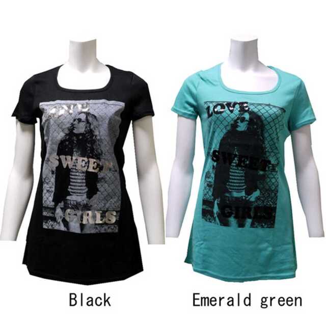 スパンコール ロゴ プリントTシャツ