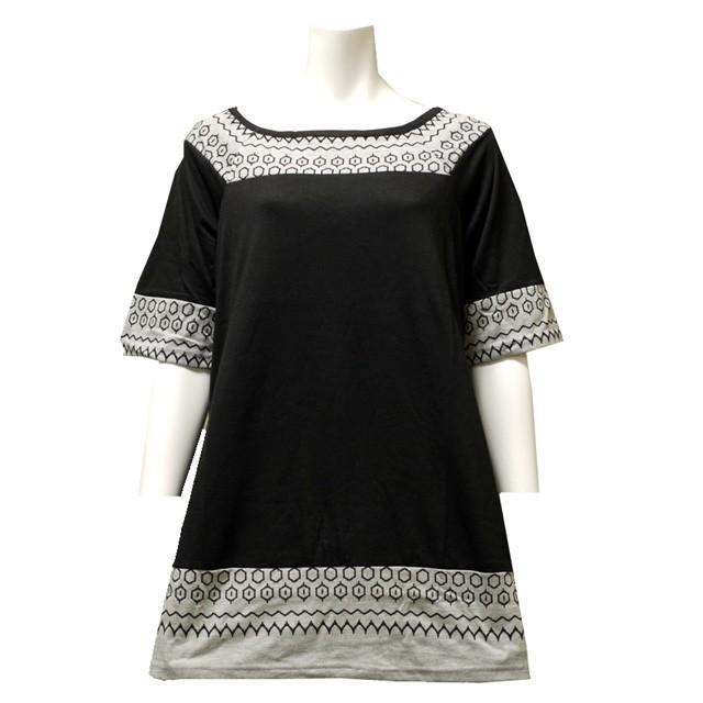 幾何学模様 　切り替え　半袖　トップス　夏　チュニック