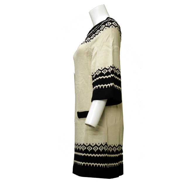 ノルディック柄ニットチュニック　フェミニン　レトロ　モダン 切り替え 秋 冬