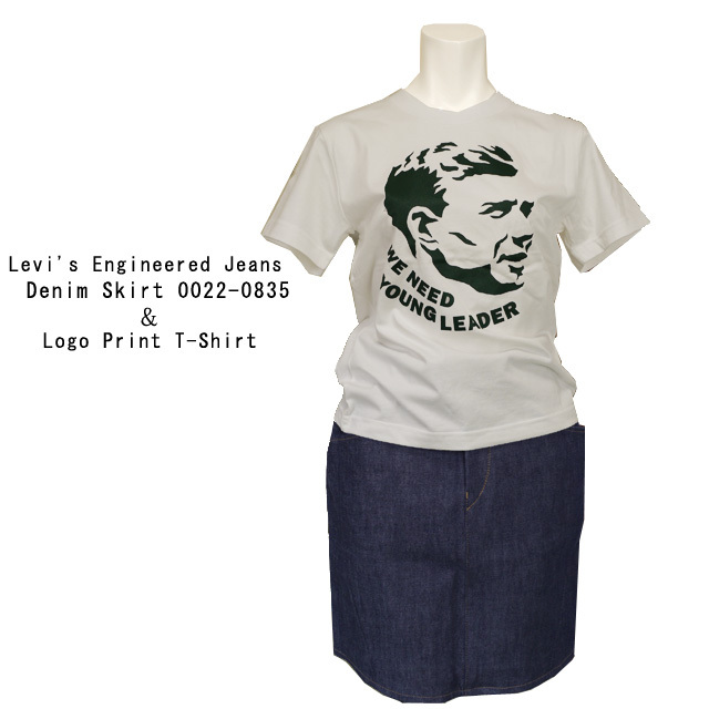 Levi'sデニムスカートとプリントTシャツ 上下セット