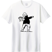 花束を投げるゴリラプリントTシャツ