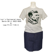 Levi'sデニムスカートとプリントTシャツ 上下セット