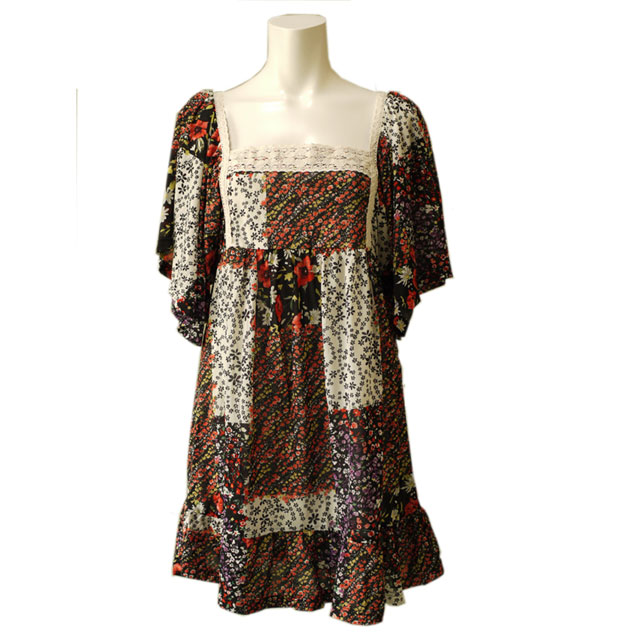 花柄シフォンワンピース　夏　レトロ　モダン　爽やか