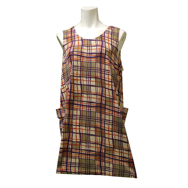 マドラスチェック柄ワンピース　ノースリーブ　夏　リゾート　フェミニン　チュニック