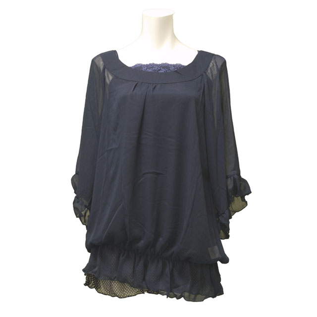 シフォンチュニック　インナーキャミソール　トップス　ゆったり　涼しい　夏　重ね着　