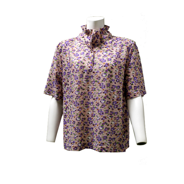 小花柄半袖ブラウス  大きいサイズ シャツ クラシカル