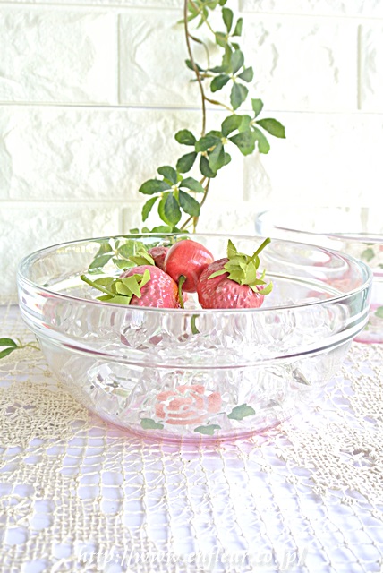 マニー　ローズガラス　ガラスボウルＬ