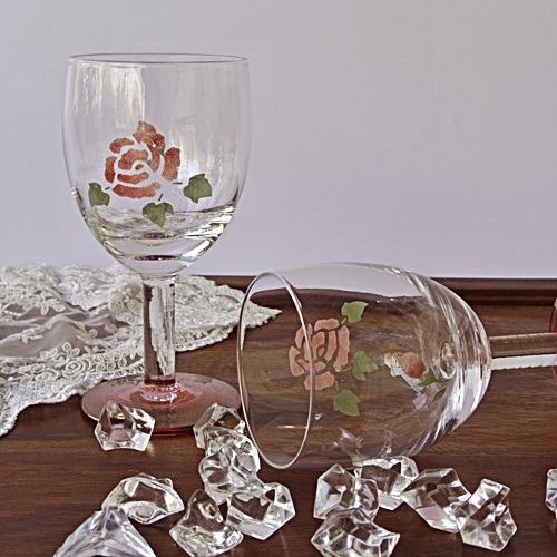 マニー ローズガラス ワイングラス マニーと薔薇の雑貨のアンフロール Enfleur