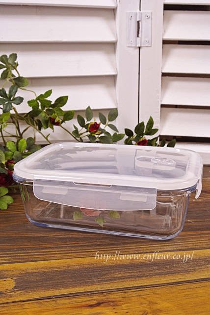 マニー　ローズガラス　レクタングル　コンテナＬ