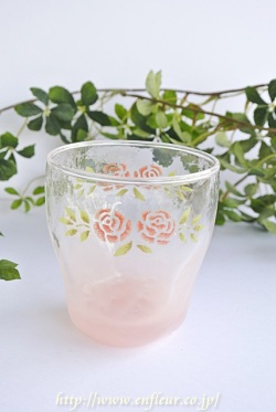マニー　ステンシルローズ　ガラス　タンブラーS