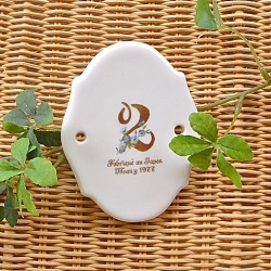 マニー　ノンブル　陶器プレート　ブルー「2」