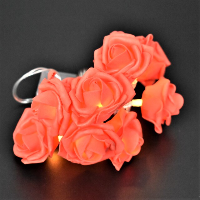 ローズガーランドLEDライト レッド【イマン＆マニー薔薇の雑貨のアン