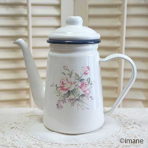 旧イマン　ビビアンピンク　ミディ缶 イマン ビビアン コーヒーポット【イマン＆マニー薔薇の雑貨のアン