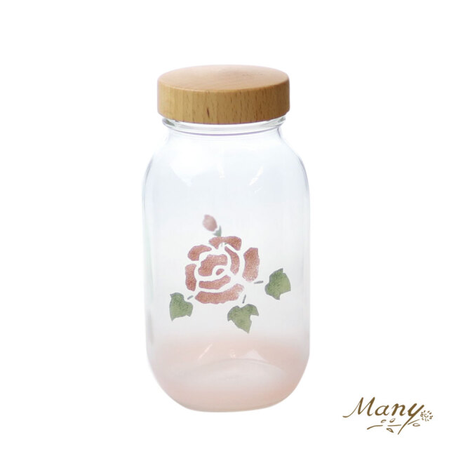 マニー ローズガラス 木ふたガラスボトル L【イマン、マニーと薔薇の