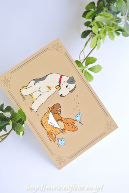 マニー ポストカード 犬と小鳥【マニーと薔薇の雑貨のアンフロール