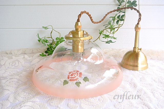 マニー ローズ ガラス ワイドベル型シェード（クリア）【マニーと薔薇