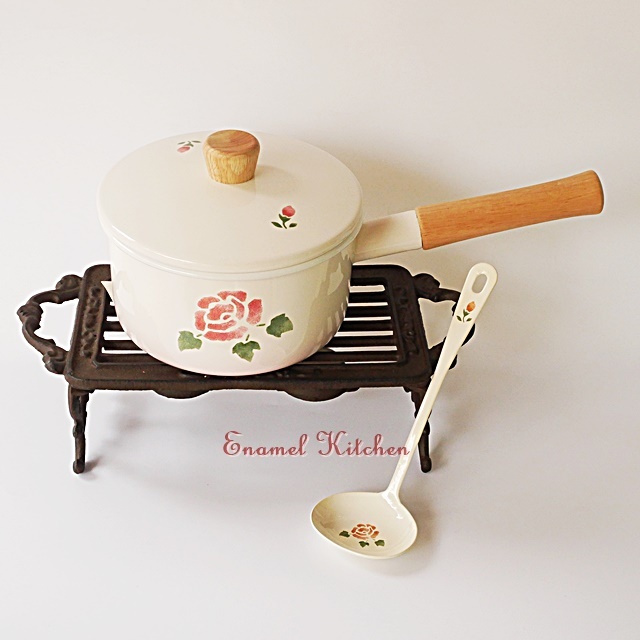 マニー ローズホーロー 16cmスープパン【マニーと薔薇の雑貨の