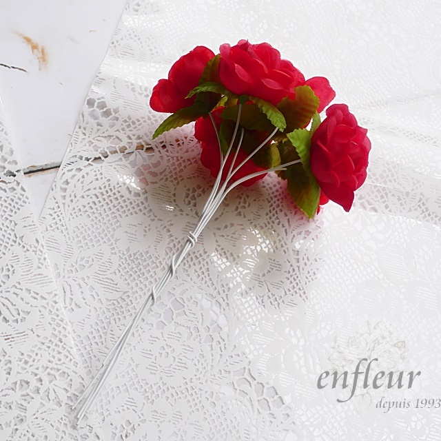 ラッピングフラワーピック ミニローズ レッド【薔薇の雑貨のアン